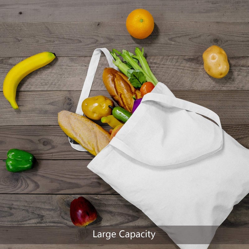 TOPDesign 5-Pack Economical 16"x15" White Cotton Tote Bag, Lightweight Medium Reusable Grocery Shopping Cloth Bags, Suitable for DIY, Advertising, Promotion, Gift, Activity - Image 4